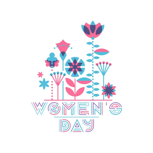 Women's day card, flat floral design. Vector flowers — Stock Vector