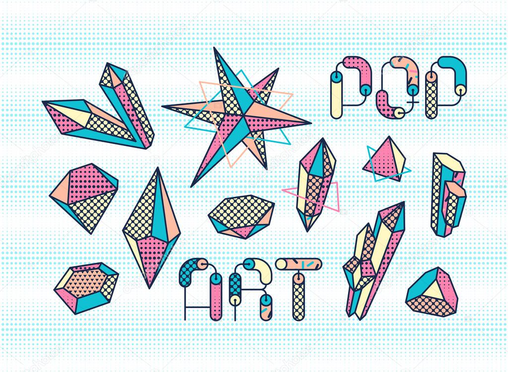 Set of vector pop art design elements