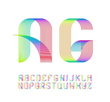 Canlı degrade çizgi geometrik latin yazı tipi rengi