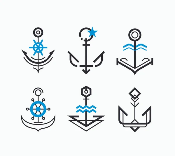 Set di simboli di ancoraggio geometria astratta . — Vettoriale Stock