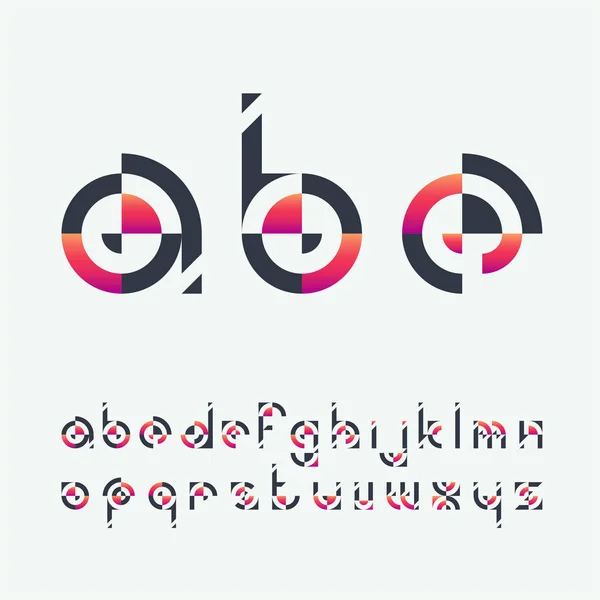Geometrisch vormen zwart en levendige kleurovergang Latijns lettertype — Stockvector