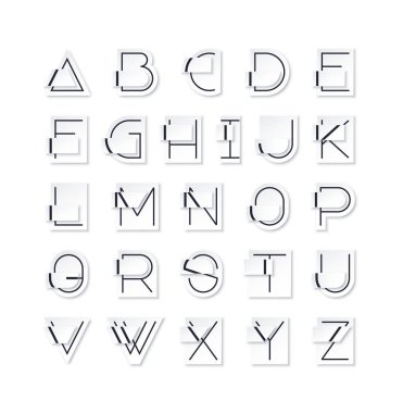 Düzen kağıt efekti bozuk Latince yazı tipi, grafiksel dekoratif tip