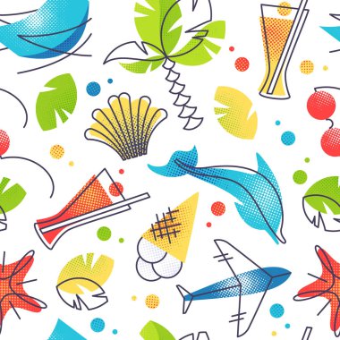 Parlak renkli yaz ve tropikal plaj tatilleri kusursuz arka plan