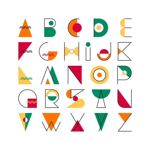 Geometric latin font, pop art graficzny dekoracyjny typ. — Wektor stockowy
