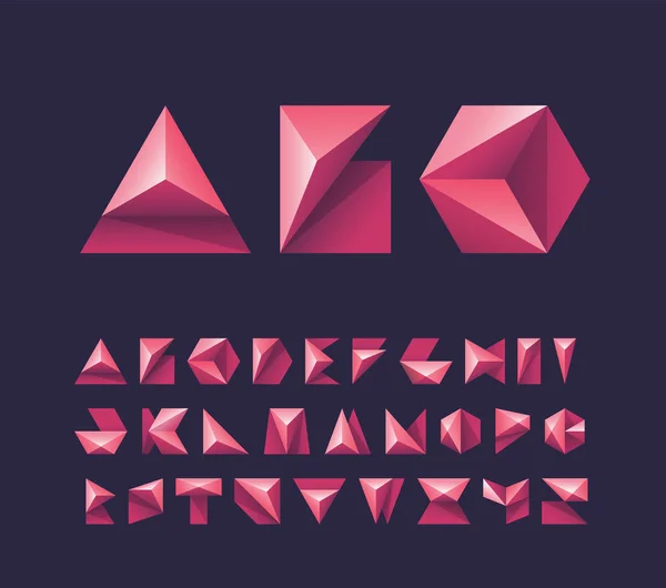 Parlak kırmızı geometri resim alfabesini şekillendirir — Stok Vektör