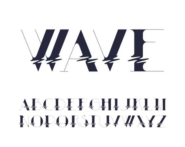 Wave glitch effect verzerrtes englisches Typoskript. — Stockvektor