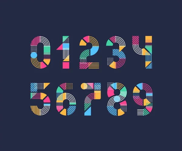 Numeri vettoriali. Set di figure di geometria cromatica creativa — Vettoriale Stock