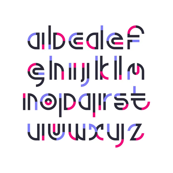 Farbe fragmentiert Kleinbuchstaben modernen Typs. — Stockvektor