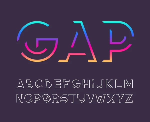 Ligne de lacune police en gras latin, alphabet décoratif graphique — Image vectorielle