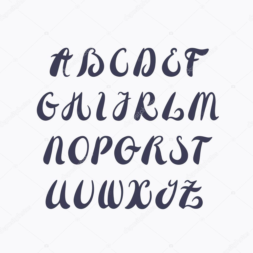 Hand written style vector lain alphabet. Calligraphy type. 