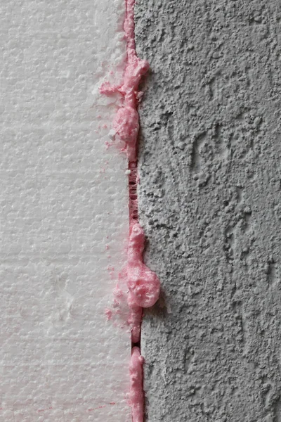 Izolace stěn, polyuretan a malta — Stock fotografie