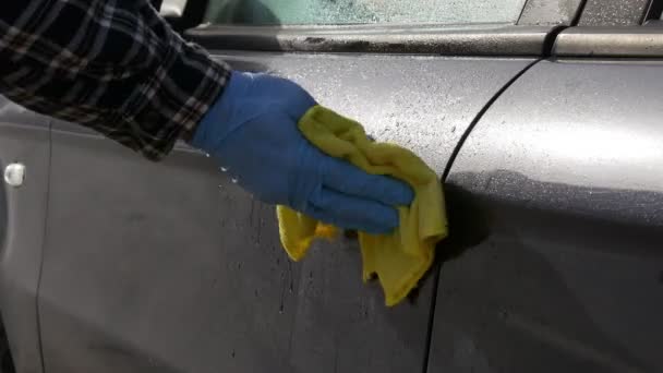 Hand Glove Spraying Antibacterial Cleaning Solution Sprayer Bottle Handle Car — Stock Video