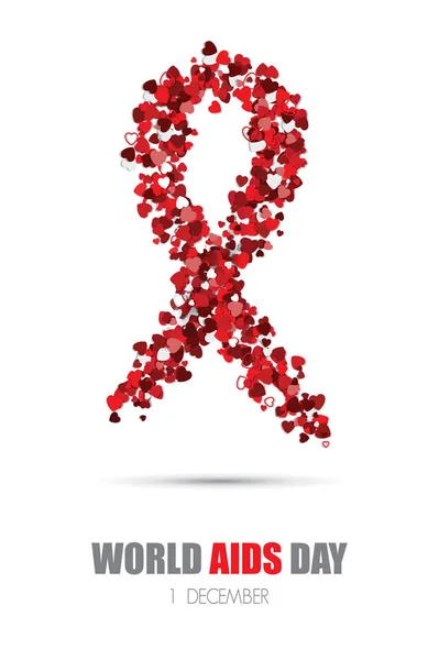 Лента от маленьких красочных сердец, символ Всемирного дня борьбы со СПИДом. Векто — стоковый вектор