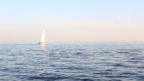 多伦多，加拿大-2017 年 9 月 23 日-短视频上的日落在安大略湖上帆船快艇与 jetskies — 图库视频影像