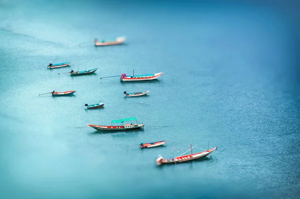 balıkçı tekneleri Denizi, Tayland, Koh Phangan havadan görünümü