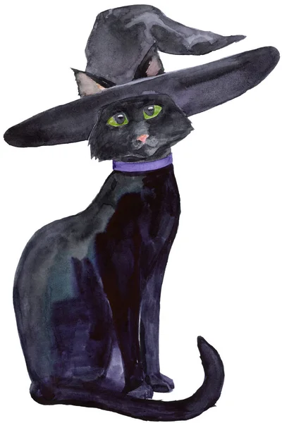 Хэллоуинская чёрная кошка — стоковое фото