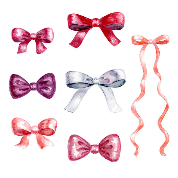 Set of red and pink bow knots