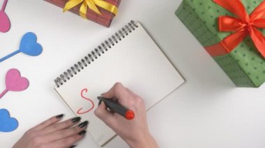 Sevgililer günü, illüstrasyon, kadının el yazma bir defter, Satılık 40 yüzde 60 fps