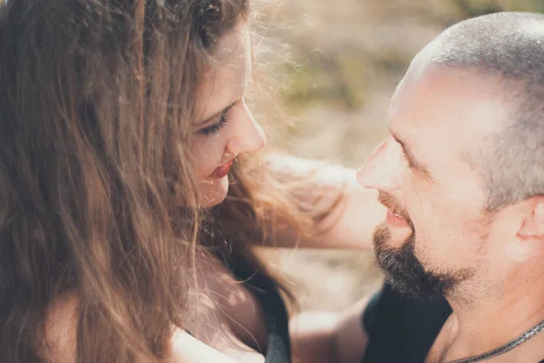 Beautiful Couple Enjoying Time Together Happy Bikers Love Hot Young — Stock Photo, Image