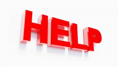 3D Render kırmızı harflerle yardım animasyon