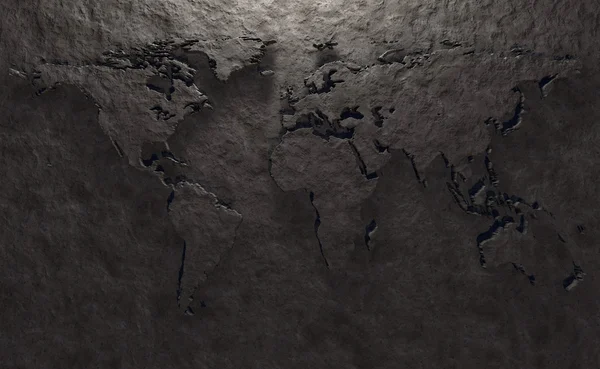 Кам'яний рельєф карти світу — стокове фото