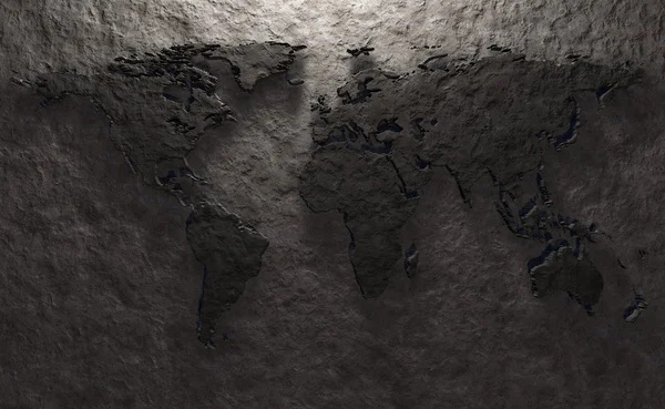 Каменный рельеф карты мира — стоковое фото
