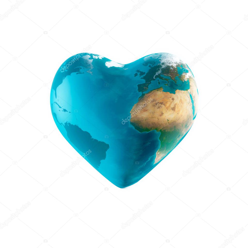 The earth with heart shape 