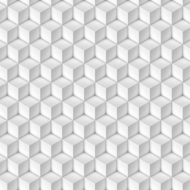 Beyaz küpler izometrik perspektifte deseni