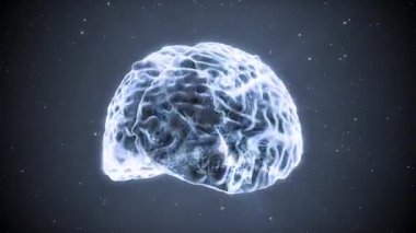 3D animasyon - beyin elektrik darbeleri ile döner 