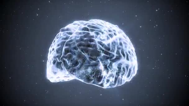 Анимация Мозг Вращается Электрическими Импульсами — стоковое видео