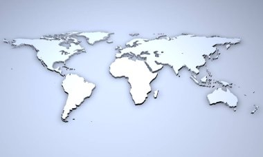 3D çizim - kabartma bir Dünya Haritası 
