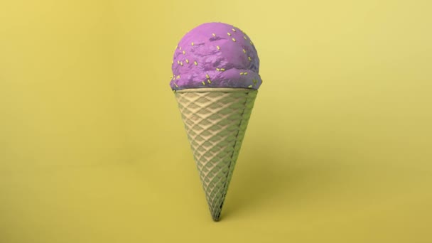3D animace - kužel zmrzliny otočná s různými barvami a chutí 