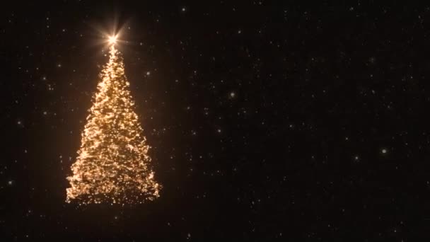 Animatie Kerstboom Van Lichte Deeltjes Zwarte Achtergrond — Stockvideo