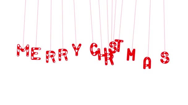 Texto Animado Feliz Natal Com Letras Penduradas Fios — Vídeo de Stock