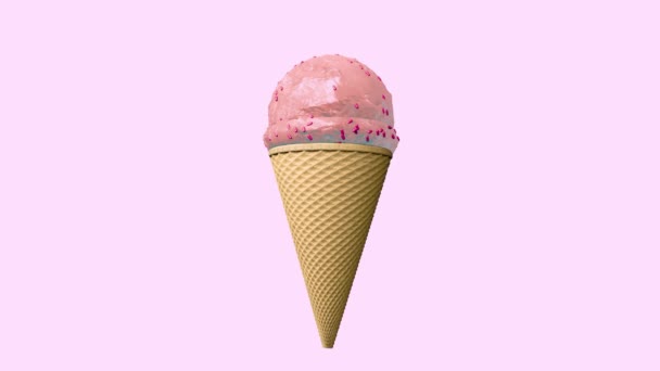 Animación Cono Helado Girando Con Diferentes Colores Sabores — Vídeo de stock