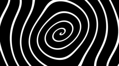 Siyah ve beyaz deforme olmuş spiral döngülü animasyon