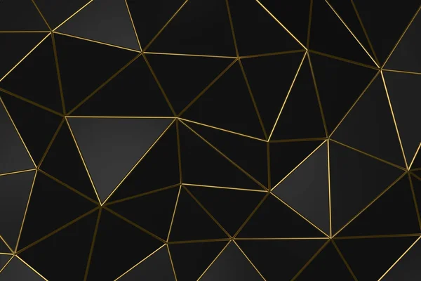 Illustratie Abstracte Geometrische Donkere Achtergrond Met Gouden Plooien — Stockfoto