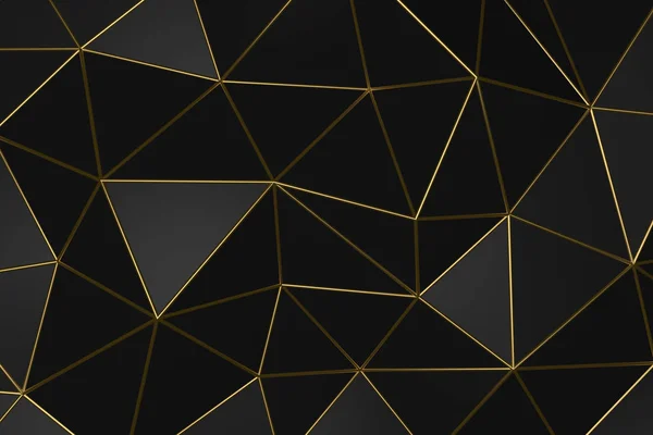 Illustration Abstract Geometric Dark Background Golden Folds — Stock Photo, Image