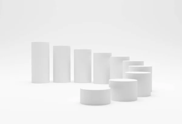 3Dイラスト 白いシリンダーカーブチャートが増加 — ストック写真