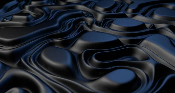 3Dイラスト 黒色ゴム流体の概要旋回テクスチャ — ストック写真