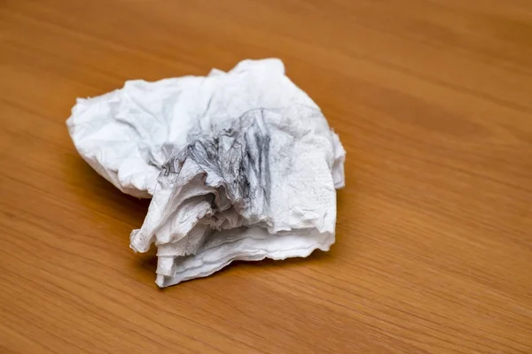 Dirty tissue paper after used on the table. — Stock Photo, Image