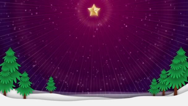황금 별을 가진 크리스마스와 겨울 비디오 배경. — 비디오
