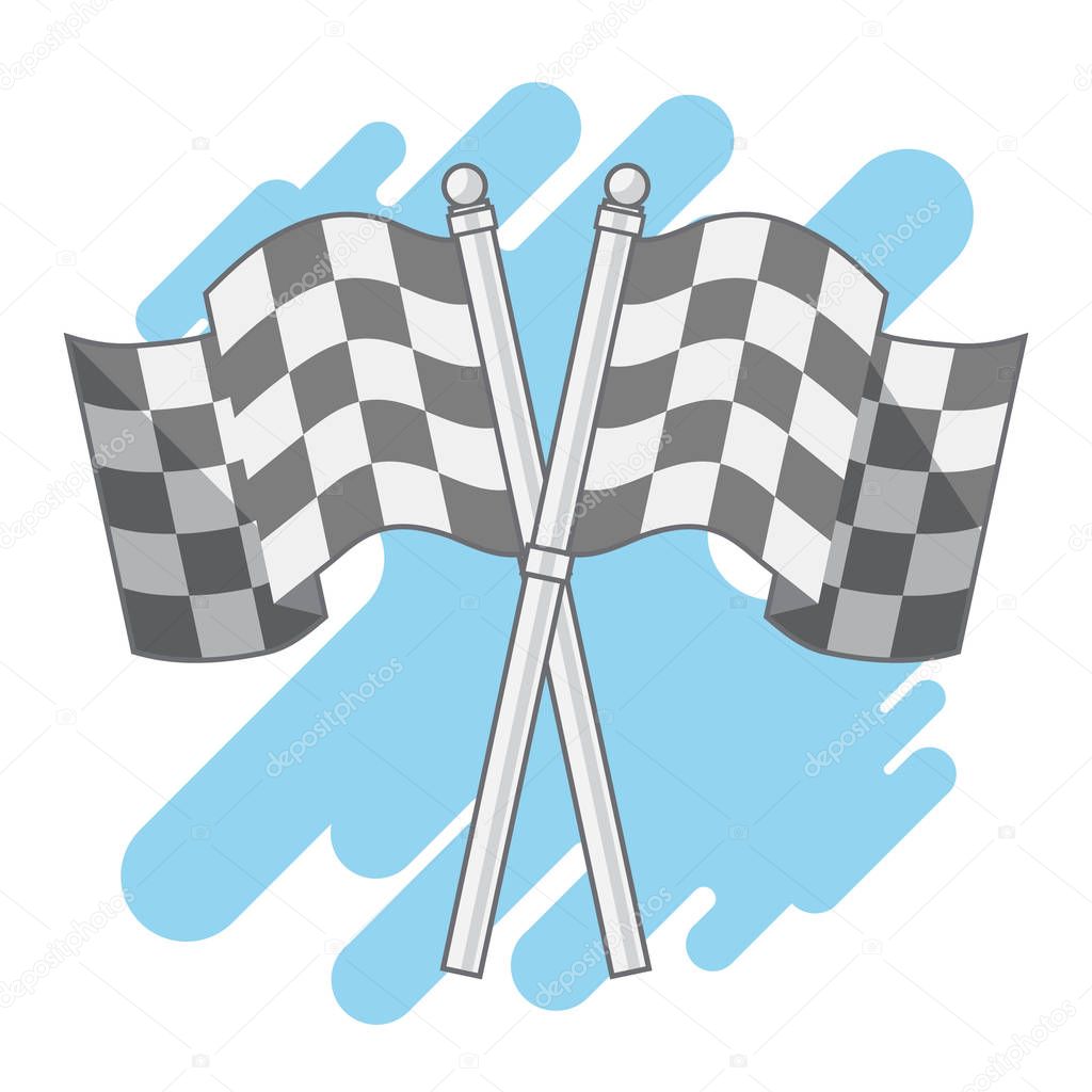 Double Checkered Flags isolated flat vector cute cartoon design.