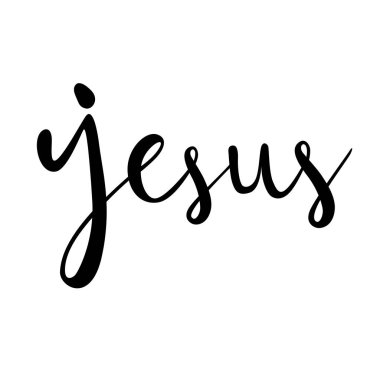 Jesus Calligraphy izole beyaz zemin üzerine.