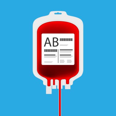 AB kan ile dolu kan içinde izole poşet. Canlı verilmesi veya kan bağış kavramı.