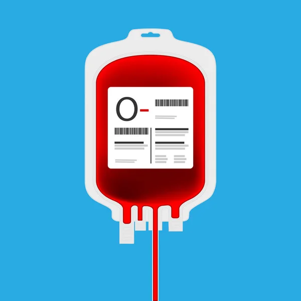 Sacchetto Sangue Plastica Isolato Con Dentro Pieno Sangue Concetto Donazione — Vettoriale Stock