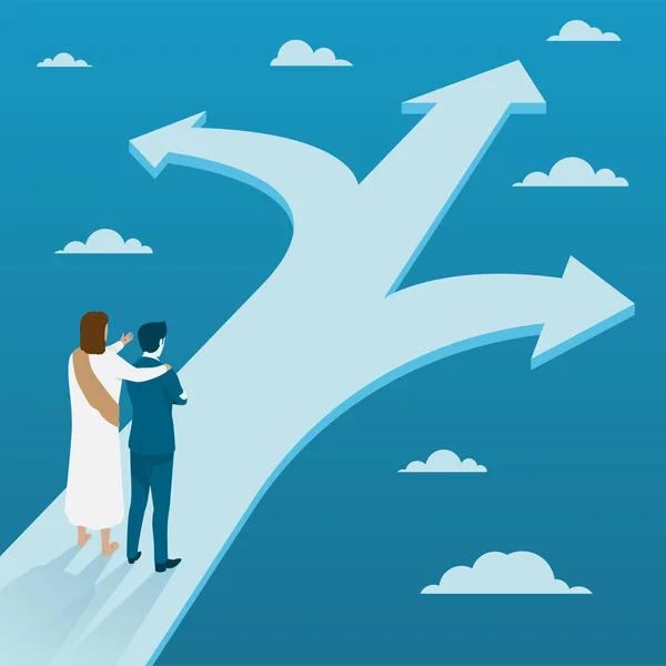 Üç farklı şekilde, düz vektör iş karar için İsa Mesih işadamı rehberlik 