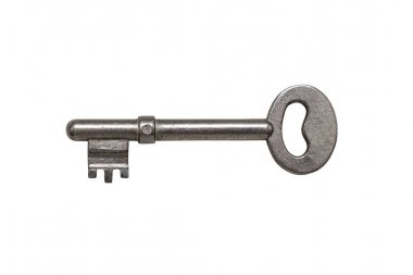 Antika gümüş bronz anahtar izole.