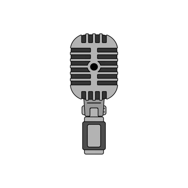 Flat Design Classic Retro Look Microphone Sur Fond Blanc Isolé — Image vectorielle