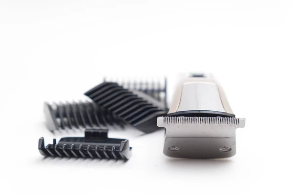 Brandneue Haarschneidemaschinen Nach Gebrauch Auf Isolated Weißem Hintergrund — Stockfoto
